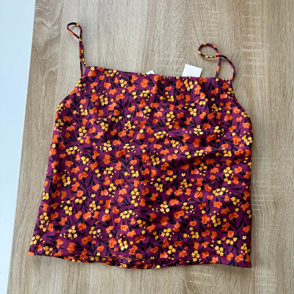 NWT Zara Floral Satin Tank Top Size XS Adjustable Straps New - Picture 1 of 4